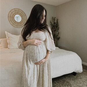 Pinkblush Cream Floral Maxi Dress